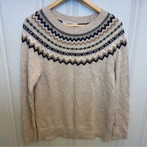 LOFT Fair-isle Wool Blend Sweater Neutrals